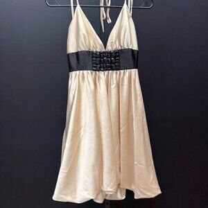 Jessica McClintock Vintage Halter Satin Mini Dress